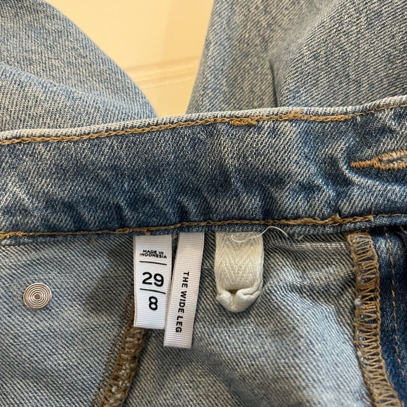 LOFT Wide Leg Jeans Size 8 High Rise Cropped Denim Blue Button Fly Women’s - Picture 5 of 7